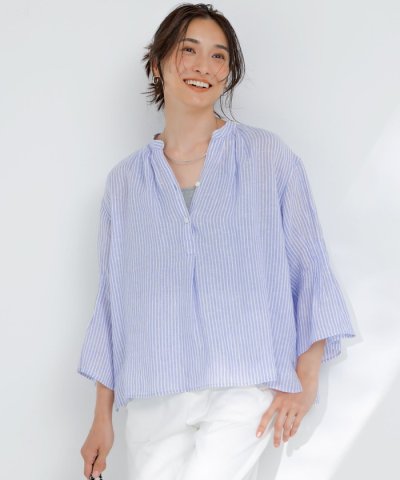 【洗える】LIBECO タックスリーブ シャツ