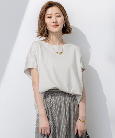 【汗じみ防止/洗える】スムースデザイン フレンチスリーブ Tシャツ