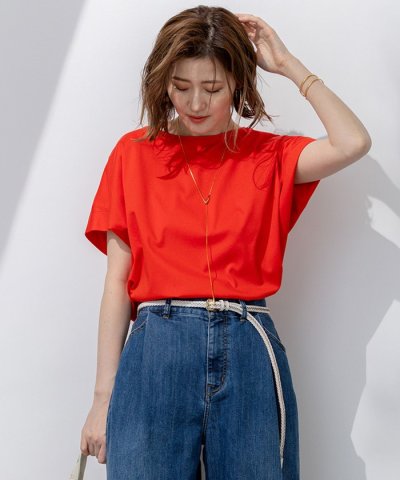 【汗じみ防止/洗える】スムースデザイン フレンチスリーブ Tシャツ
