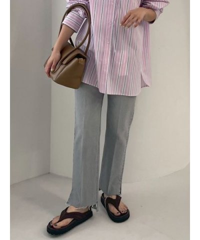 裾段差テーパードデニムパンツ