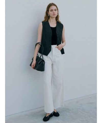 【ウォッシャブル】撥水加工カットオフワイドデニムパンツ