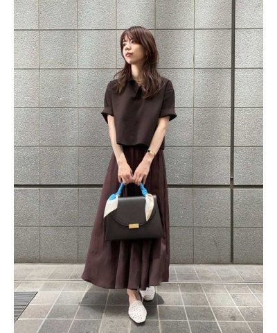 【セットアイテム】【ウォッシャブル】短丈スキッパーポロニット×スカートSET U