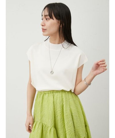 【UV加工】【ウォッシャブル】ハイネックブラウジングニットプルオーバー
