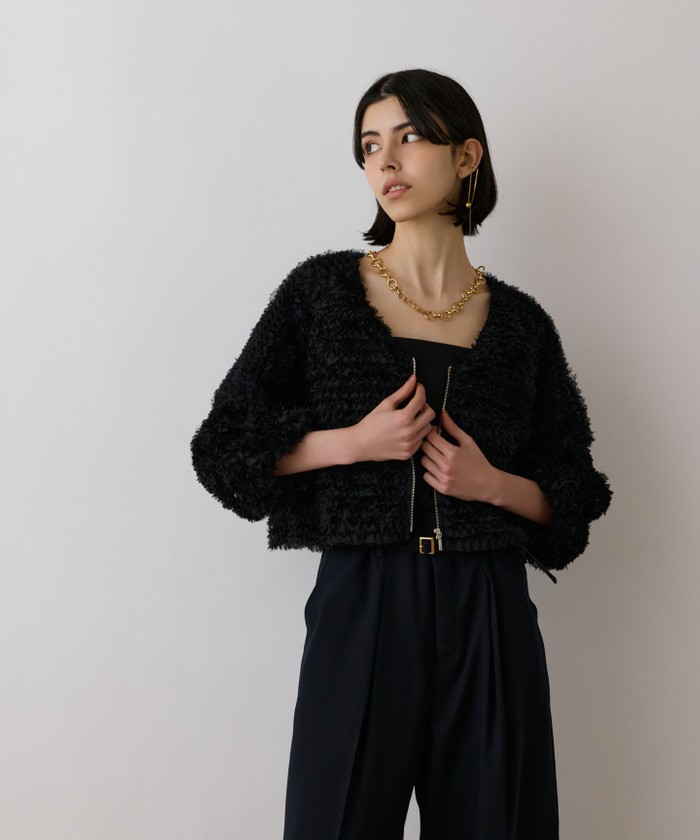 GRACECONTINENTAL フラワーチュール刺繍ブルゾン ブラック 36 GRACECONTINENTAL フラワーチュール刺繍ブルゾン ブラック 36