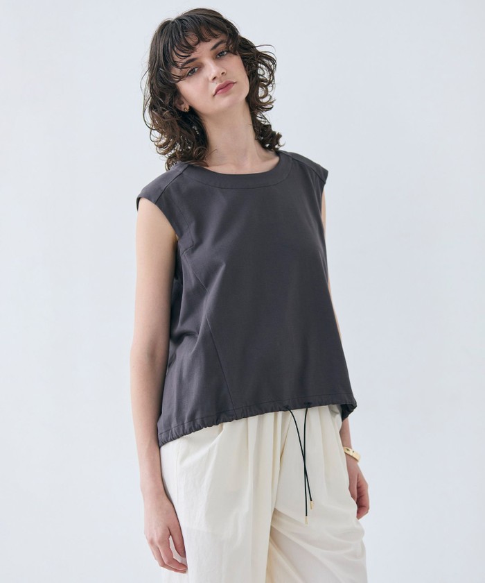 BEIGE 【洗える】IXIA / コットンノースリーブドロストトップス SLATE 4 BEIGE 【洗える】IXIA / コットンノースリーブドロストトップス SLATE 4