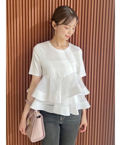 異素材ペプラムTシャツ