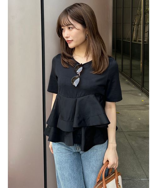 異素材ペプラムTシャツ（カットソー/Tシャツ）｜SNIDEL