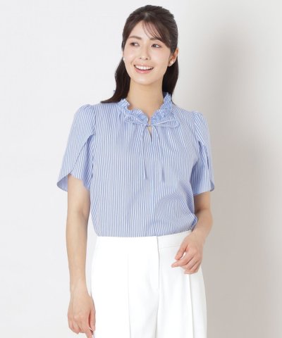 カラミストライプ シャツブラウス