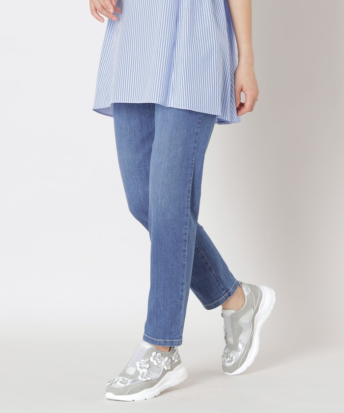 【新品】TO BE CHIC ストレッチデニムパンツ　トゥービーシック 40 セール】 【L】フェイクファー ストレッチデニムパンツ （その他
