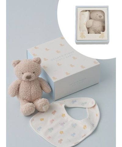 【ラッピング済み】【BABY】ベアぬいぐるみ&スタイ2点セット ギフトBOX
