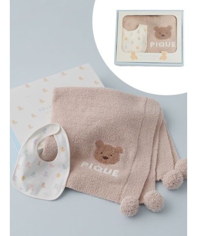 【ラッピング済み】【BABY】ベアブランケット&スタイ2点セット ギフトBOX