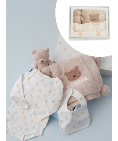 【ラッピング済み】【BABY】ベアブランケット&ぬいぐるみ&ボディースーツ&スタ
