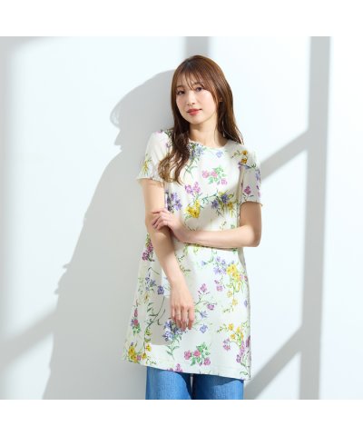 【愛され名品】【手洗いOK】ボタニカルプリントチュニック