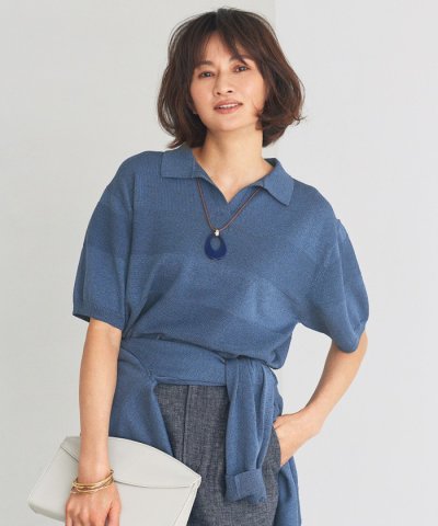 【カタログ掲載・洗える】ペーパーブレンドスキッパーポロ ニット