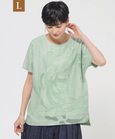 【L】【カタログ掲載品】【ウォッシャブル】オパールタイガーコンビカットソー