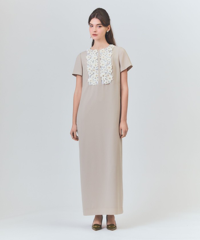 GRACECONTINENTAL コサージュビジュードレス ベージュ 36 GRACECONTINENTAL コサージュビジュードレス ベージュ 36