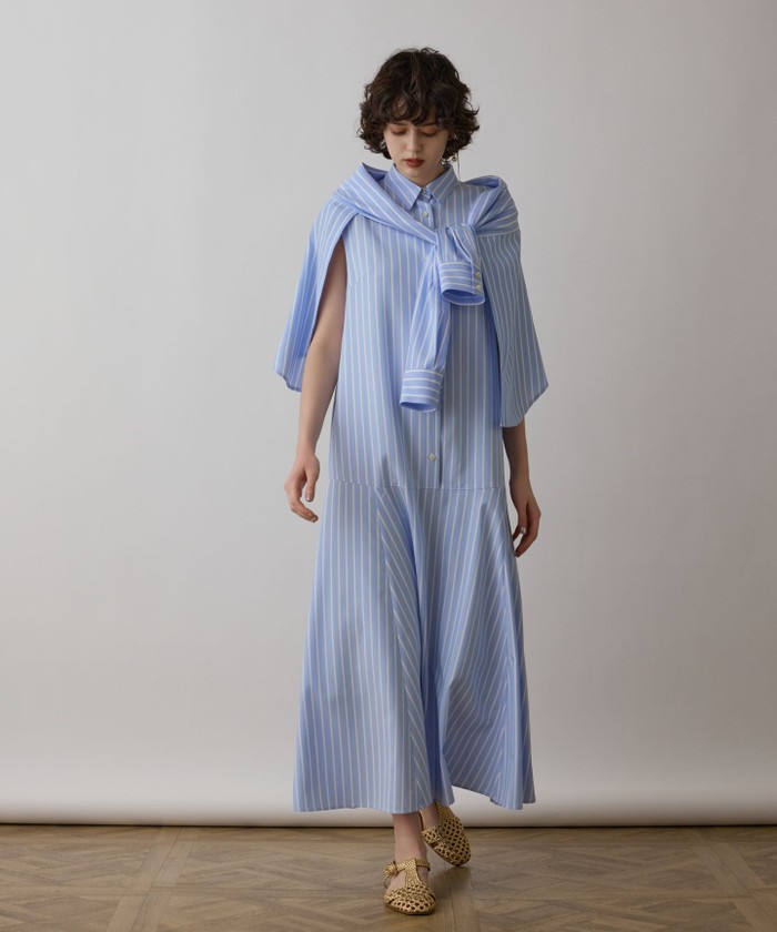 GRACECONTINENTAL ストライプシャツワンピース ブルー 36 GRACECONTINENTAL ストライプシャツワンピース ブルー 36