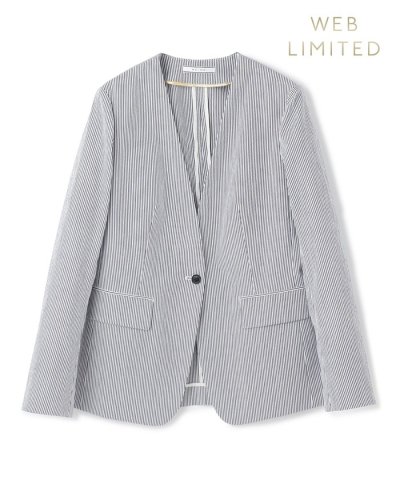 【洗える・WEB限定】NEMESIA / ソフトサッカーノーカラージャケット