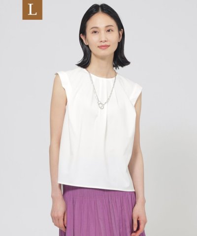 【L】【ウォッシャブル】トリコットタックデザインカットソー