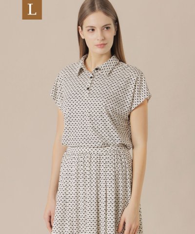 【L】【WEB・一部店舗限定】レードルプリントブラウス