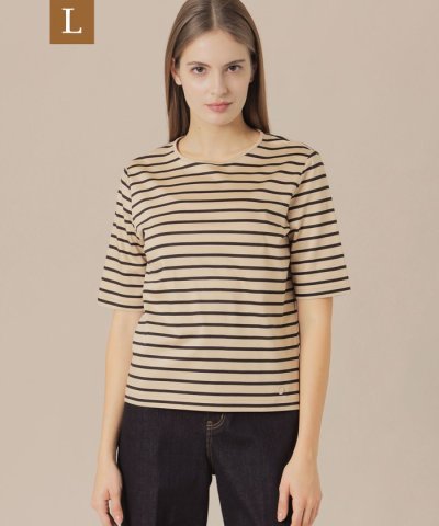 【L】【WEB・一部店舗限定】コットンブレンドボーダーTシャツ
