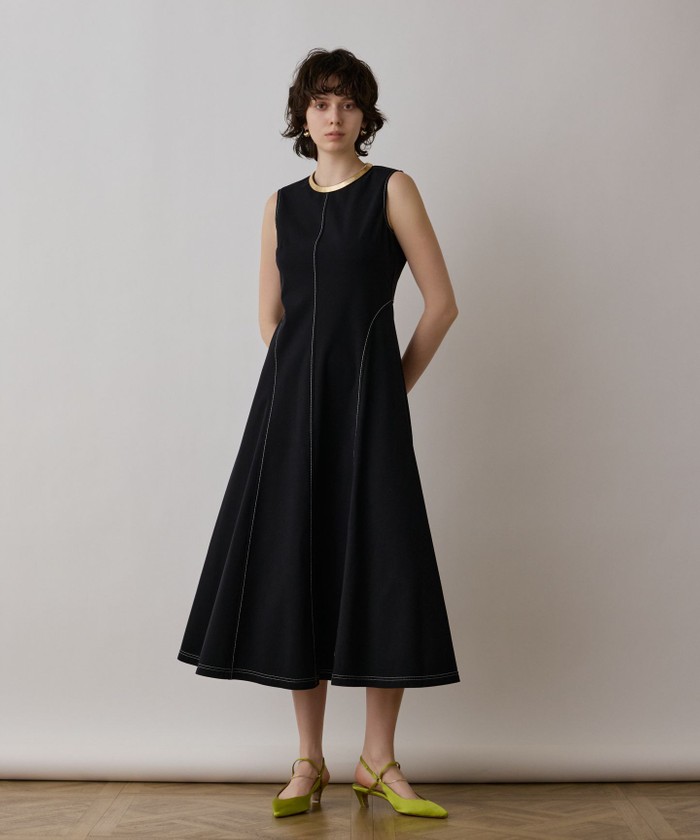 GRACECONTINENTAL ステッチカットワンピース ブラック 38 GRACECONTINENTAL ステッチカットワンピース ブラック 38