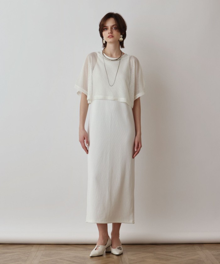 GRACECONTINENTAL メッシュレイヤードワンピース ホワイト 36 GRACECONTINENTAL メッシュレイヤードワンピース ホワイト 36