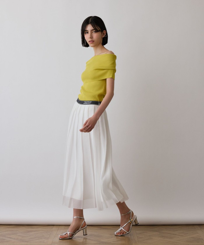 GRACECONTINENTAL オフショルリブニットトップ イエロー 36 GRACECONTINENTAL オフショルリブニットトップ イエロー 36