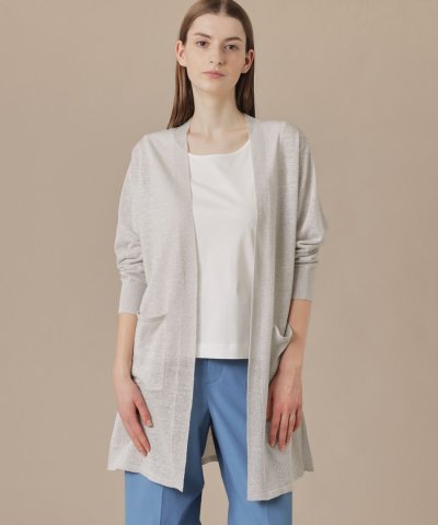 シャイニーリネンニットカーディガン