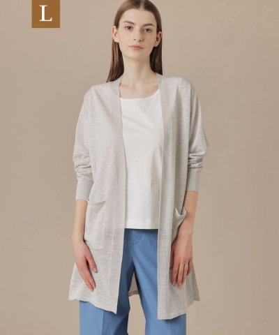 【L】シャイニーリネンニットカーディガン