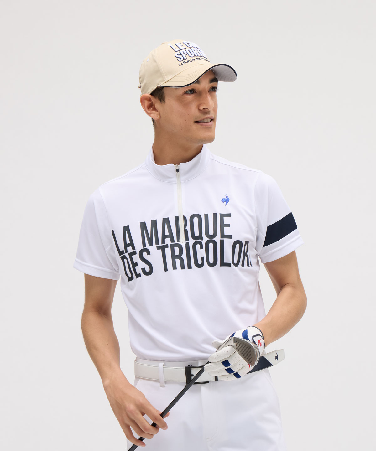 lecoqsportifgolf 【直営店限定】ハーフジップ半袖シャツ ホワイト LL