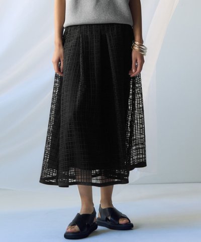 【洗える】Broche チェックレース スカート