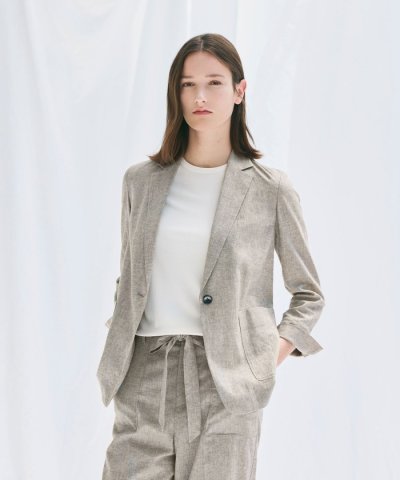 【Precious掲載】【ウォッシャブル】ストレッチリネン　ジャケット