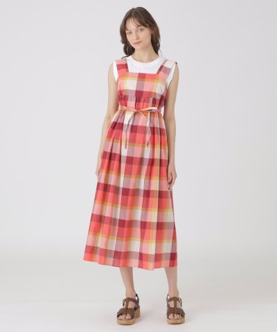 コットンリネンチェックドレス