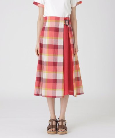 クレストブリッジチェックサイドベルトフレアスカート