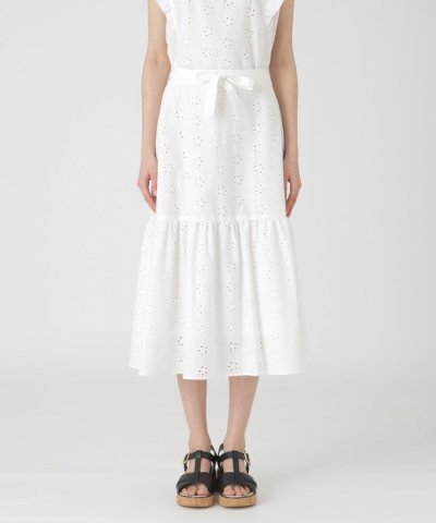 シャンブレーレーススカート