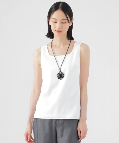 【ウォッシャブル】ストレッチサテンコンビタンクトップ