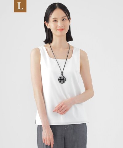 【L】【ウォッシャブル】ストレッチサテンコンビタンクトップ