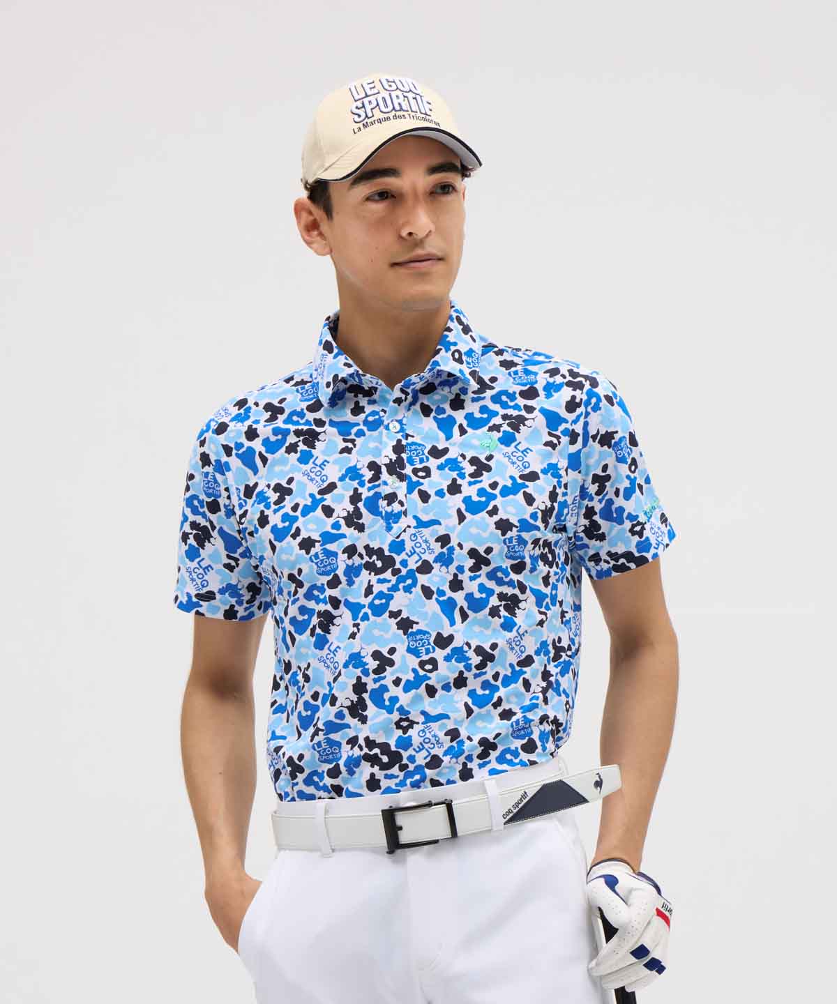 lecoqsportifgolf 【直営店限定】ニワトリアート柄半袖シャツ ブルー M