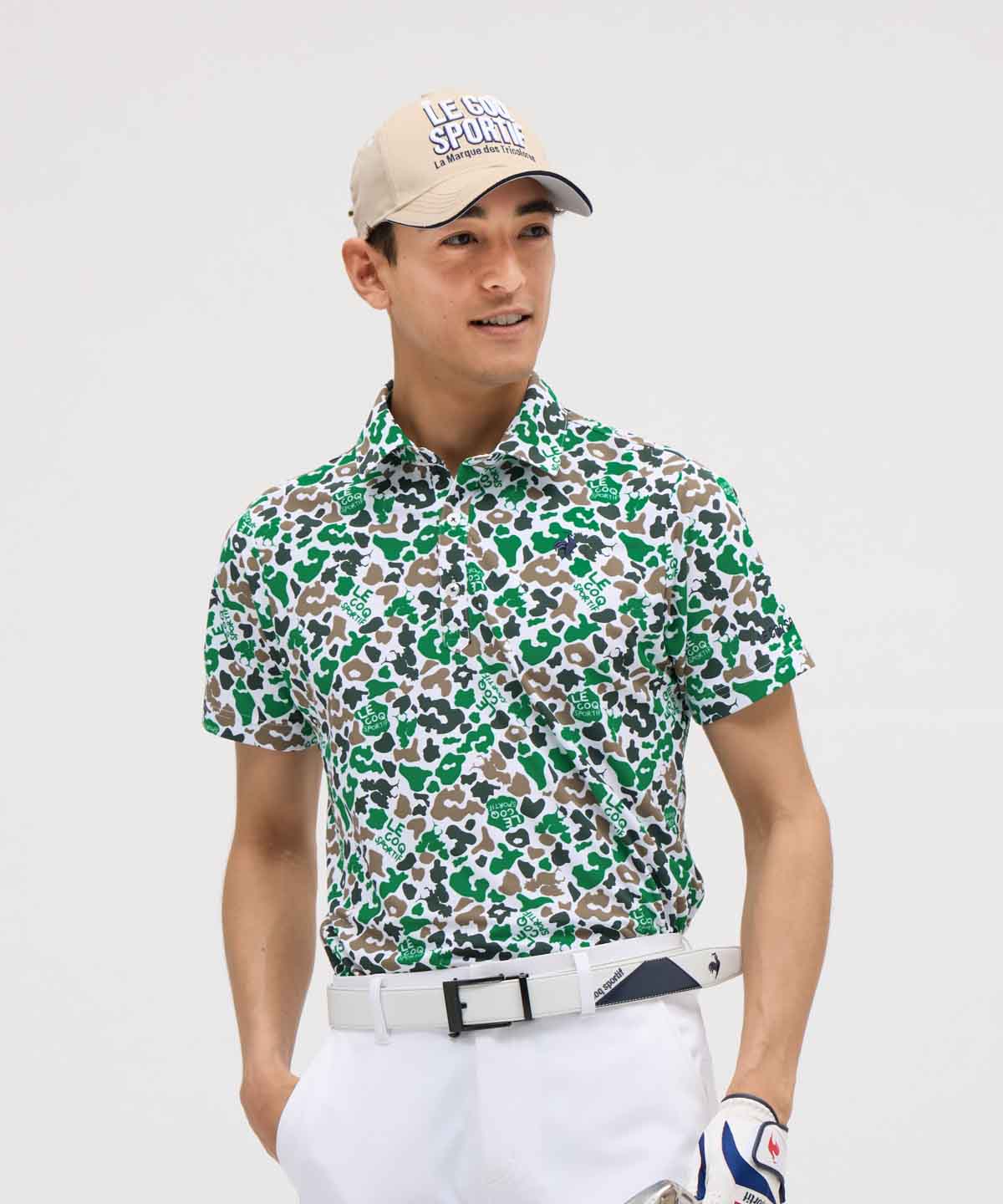 lecoqsportifgolf 【直営店限定】ニワトリアート柄半袖シャツ グリーン L