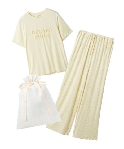 【ラッピング済み】【接触冷感】ロゴメローTシャツ&ハート柄ロングパンツSET