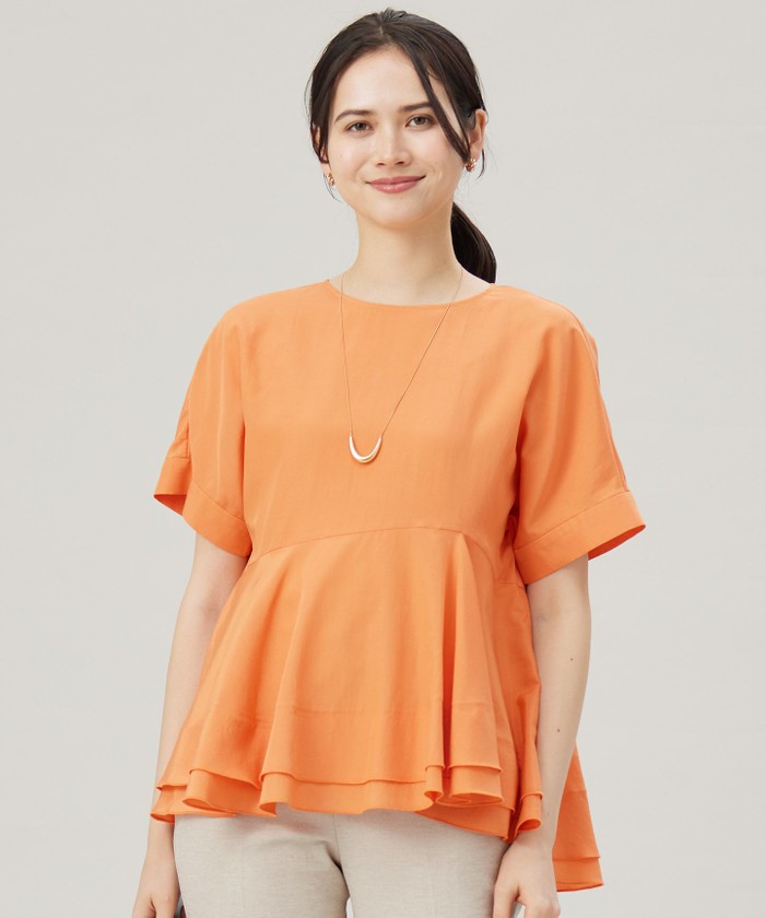 自由区　ソフトリネンペプラム ブラウス　新品 洗える】ソフトリネンペプラム ブラウス / 自由区