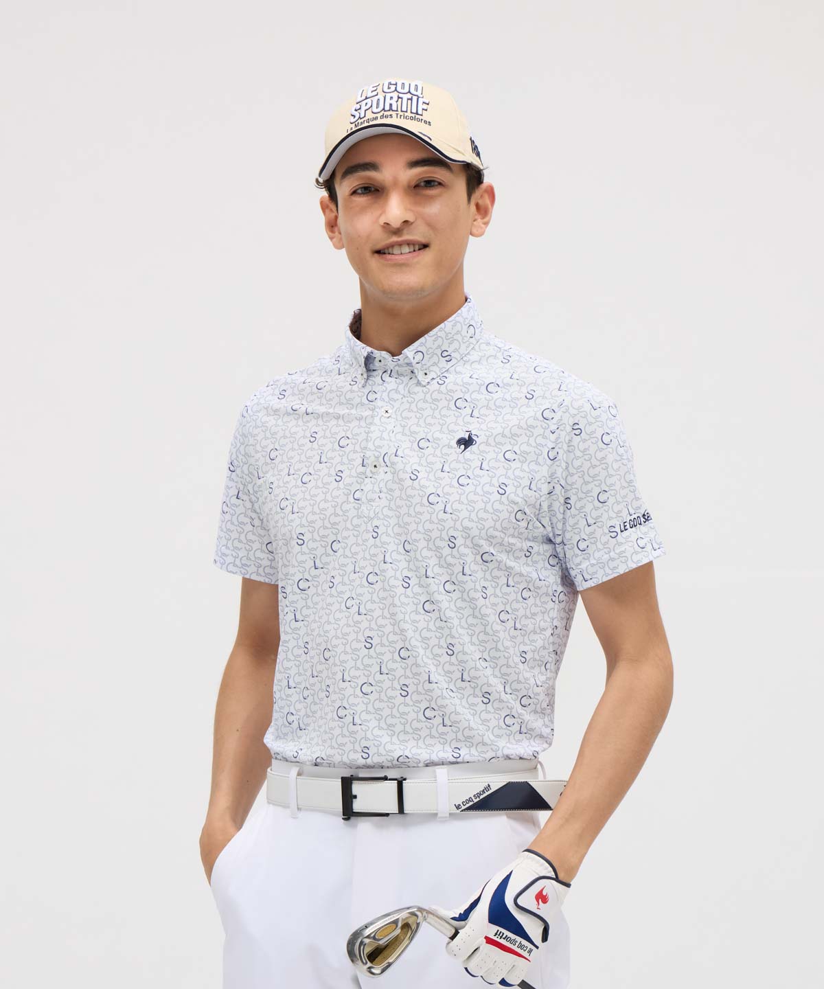 lecoqsportifgolf 【直営店限定】ロゴ柄半袖シャツ グレー LL