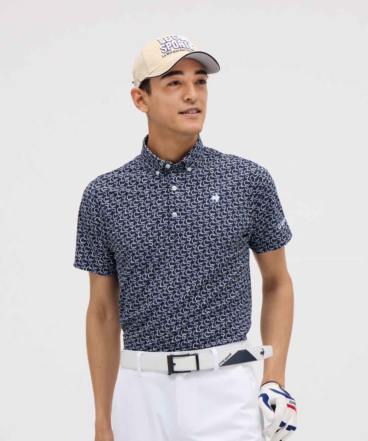 lecoqsportifgolf 【直営店限定】ロゴ柄半袖シャツ ネイビー M