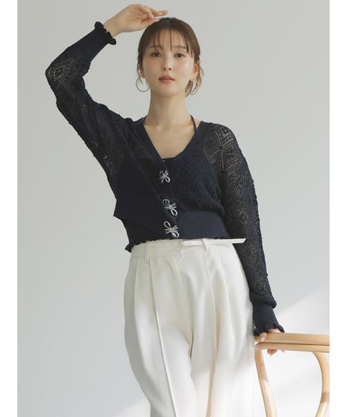 SNIDEL リボンビジューシアーカーディガン・ビスチェ SNIDEL（スナイデル）の「【WEB限定カラーあり】リボンビジュー