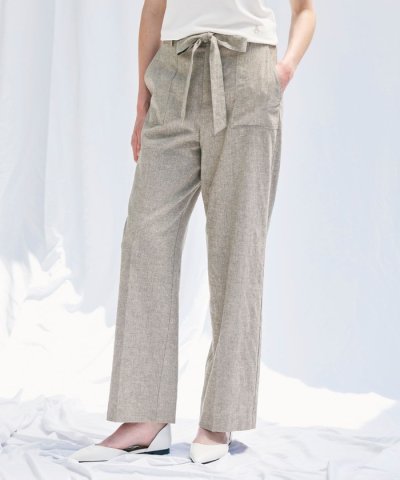 【Precious掲載】【ウォッシャブル】ストレッチリネン　パンツ