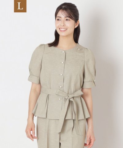 【L】リネンライク ブラウスジャケット