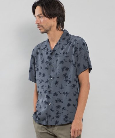 【LEON掲載】プラムツリープリント半袖オープンカラーシャツ