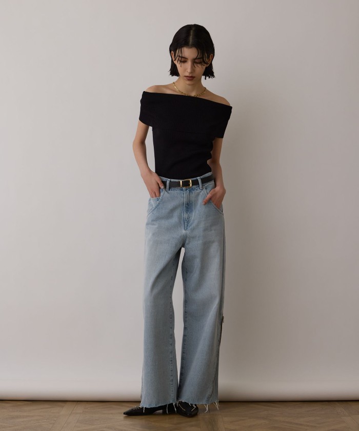 GRACECONTINENTAL サス付zipデニムパンツ サックス 36 GRACECONTINENTAL サス付zipデニムパンツ サックス 36