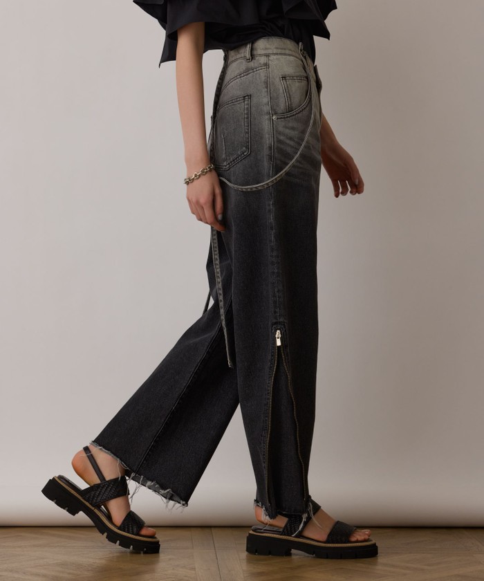現行品 グレースクラス カーヴィデニムパンツ ブラック 黒 グレー カーヴィデニムパンツ / GRACE CONTINENTAL | GRACE CONTINENTAL